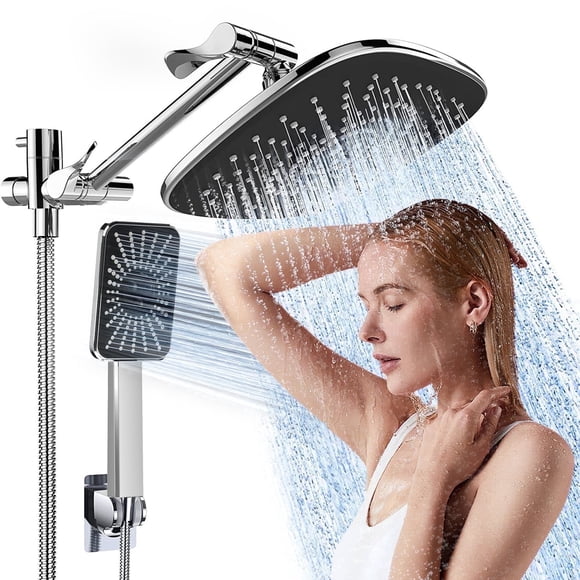 ATUPEN Rain Shower Head, 12" Wide Adjustable High Pressure Dual Showerhead