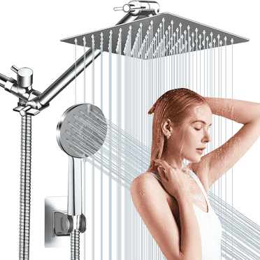 ATUPEN Shower Heads with Handheld Spray Combo, Rain Shower Head with  Adjustable Extension Arm & 5 Settings Handheld