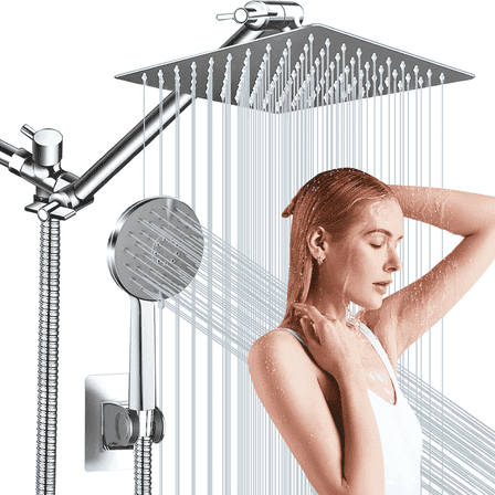 ATUPEN Shower Heads with Handheld Spray Combo, Rain Shower Head with Adjustable Extension Arm & 5 Settings Handheld