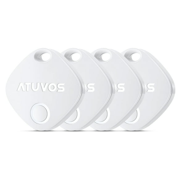 ATUVOS Smart Luggage Tracker Tags White 4 Pack,Works with Apple Find My (iOS Only), Bluetooth Locator,Replaceable Battery,IP67 Waterproof