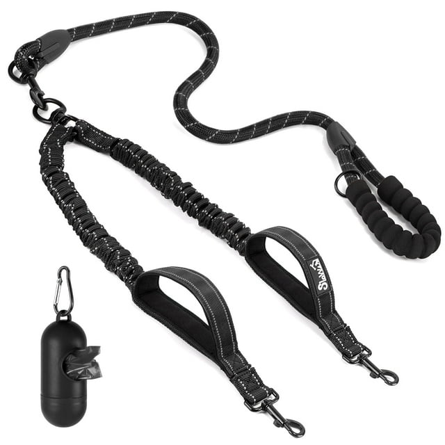 ATUWOT Double Dog Leash No Tangle 360° Swivel Heavy Duty Reflective