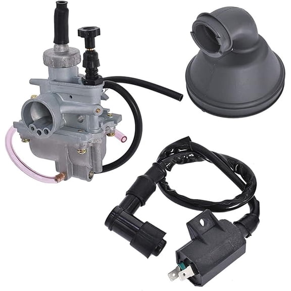 ATV Carburetor Kit compatible with Suzuki Quadsport 80 LT-80 19872006, Carburetor with Intake Boot and Ignition Coil for Off Road Riding