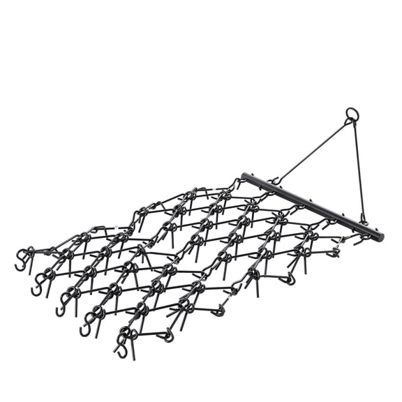 ATV Chain Harrow, 4x4 ft Heavy Duty Drag Harrow with 69 Teeth for Soil Leveling, Yard Grading, Driveway Gravel Maintenance, and Landscape Seeding