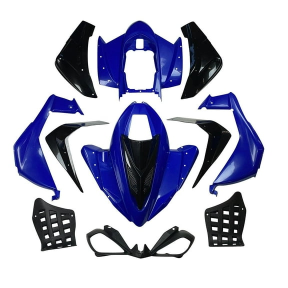 ATV Complete Plastic Body Fender Assembly for Taotao ATA150G, Cougar 200 SPORT (169cc), Coolster 3150 CXC ATVs (BLUE & BLACK)