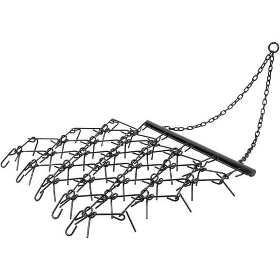 ATV Drag Harrow, 4 FT x 4 FT Chain Drag Harrow for ATV UTV Lawn Tractor, Tow Behind Harrow with 6 Rows of Harrow Teeth, Field Leveler for Soil Preparation Seeding Pasture Grooming (4FTX4FT)