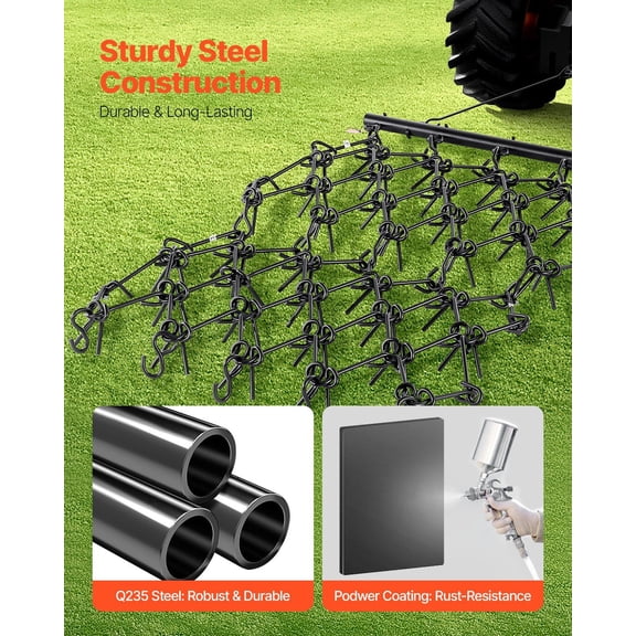 ATV Drag Harrow 7x3.7FT - Chain Rake for Yard Leveling