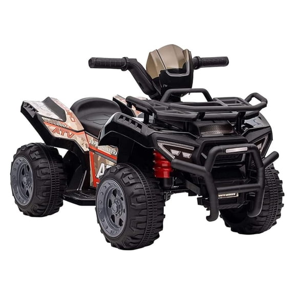 ATV Four Ride on Car, Motorized Quad, 6V Battery Powered Electric Quad with Songs for 18-36 Months, Black