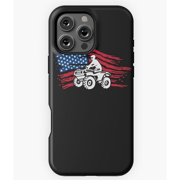 ATV Four Wheeling American Flag Biker Phone Case for iPhone 16 15 14 13 12 11 Pro Max