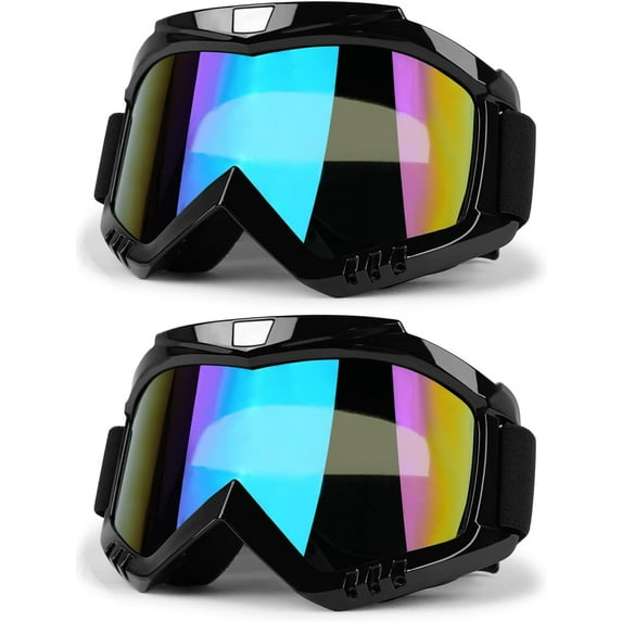 ATV Goggles Dirt Bike Goggles 2-Pack Motorcycle Motocross Goggles Riding Racing Goggles MX Helmet Goggles Windproof Glasses Ski Goggles UV400 Anti-Fog Dustproof for Adult Youth KIds Color Lens