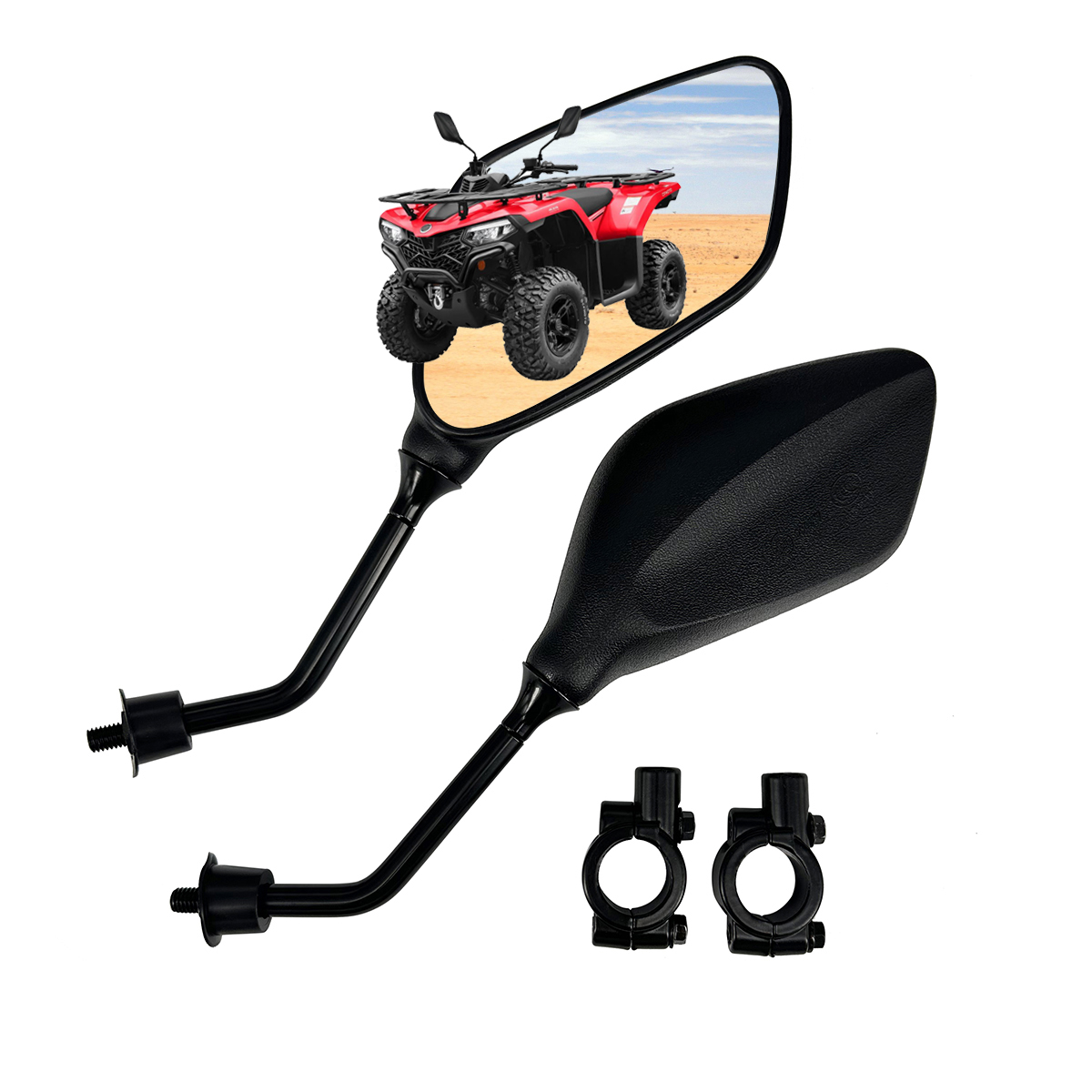 Universal 8mm Motorcycle Rearview Mirror – Black, 7/8" Handlebar Mount For Scooter, ATV, Dirt Bike