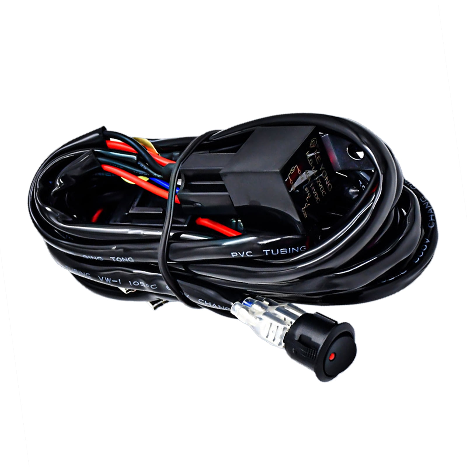 ATV Motorcycle Cable Wire Harness Kit LED Lamp Spotlights Headlamp On ...