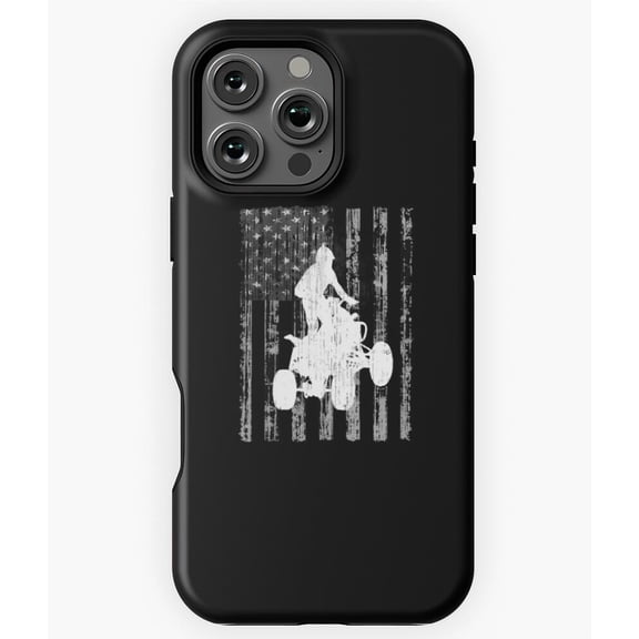 ATV Racing Silhouette American Flag Phone Case for iPhone 16 15 14 13 12 11 Pro Max