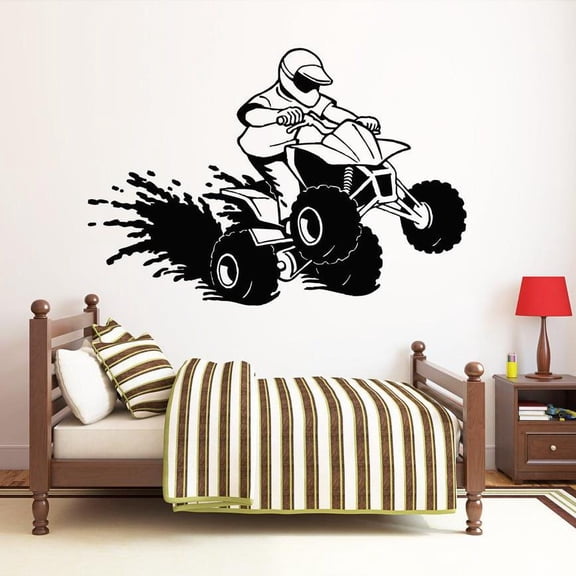 ATV Rider Wall Decal Quad Bike Wall Sticker motorcycle Wall Decor Vinyl Art Decals for Home Bedroom Decoration Wallpaper 43x29cm