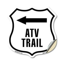 ATV Trail Left (2 Pack) 12 inch X 12 inch Shield Shaped Heavy Duty 3.2 mil Vinyl Decals Weather Resistant Made in the USA