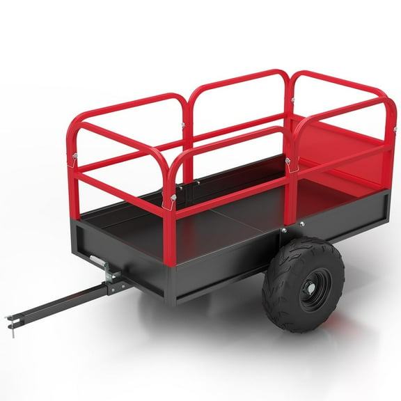 ATV Trailer Dump Cart 1700lbs Lawn Mower Utility Trailer, Yard Garden Trailer with Removable Sides, 17 Cubic Feet ATV Dump Trailers Pull Behind for Lawn Mower Tractor