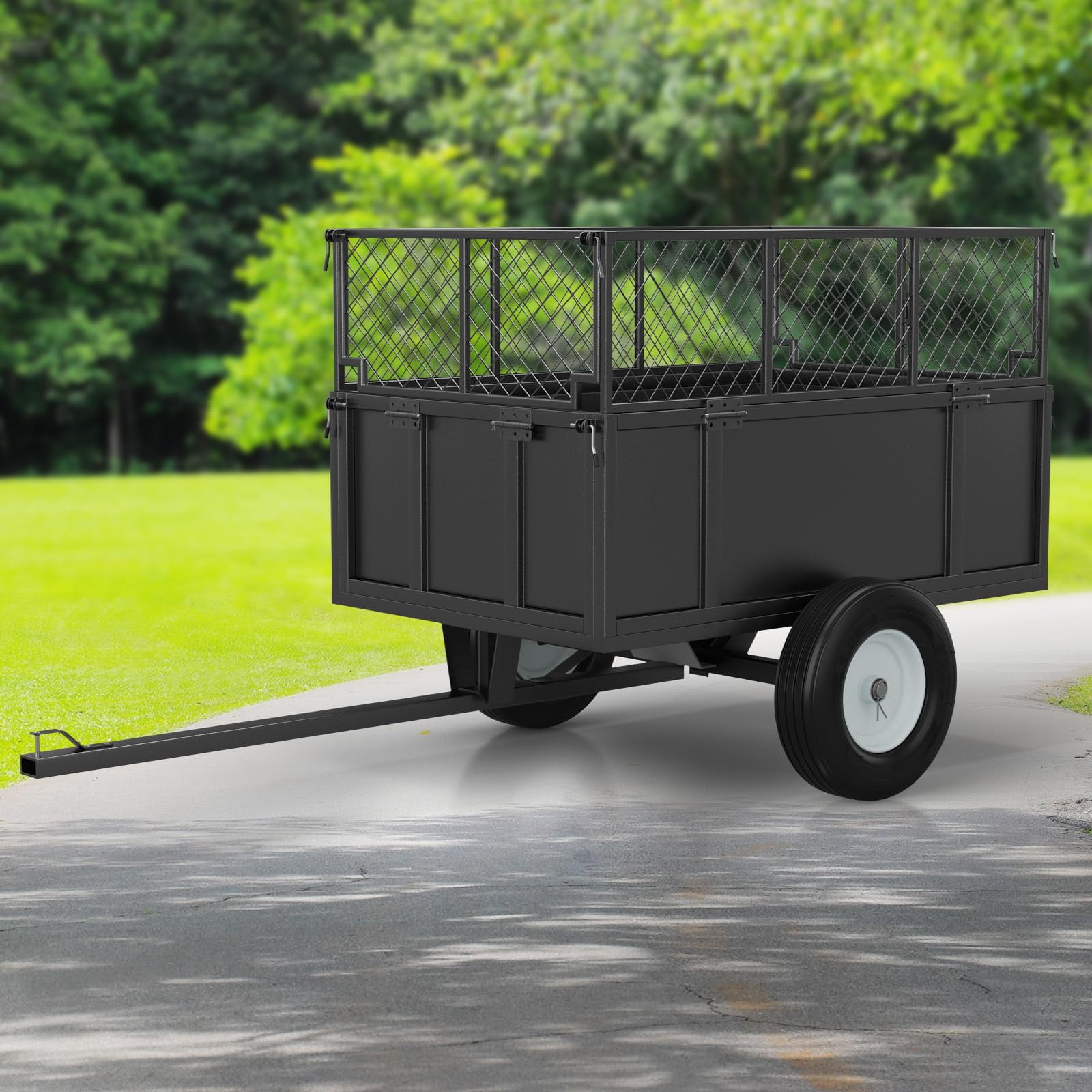 ATV Trailer Dump Cart,Utility Trailer,Heavy Duty ATV Trailer,750lbs 17 Cubic Feet Lawn Mower Trailer,Yard Garden Trailer with Removable Sides,ATV Dump Trailers Pull Behind for Lawn Mower Tractor