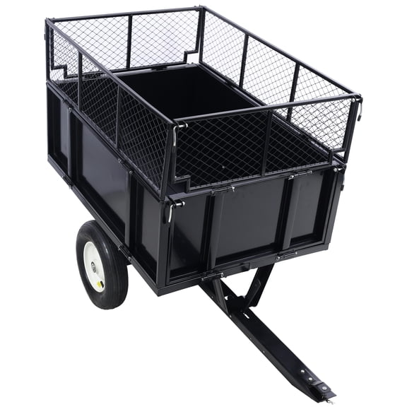ATV Trailer Steel Dump Cart, 750lbs 22 Cubic Feet Utility Trailer Lawn Garden Trailer with Heavy Duty Tow Behind Carts and Removable Sides for Tractors, ATV, UTV, Lawn Mowers
