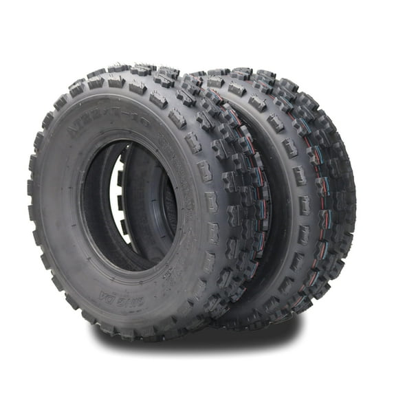 ATV UTV All-Terrain Tires 22X7-10 Set of 2, 4-PR, Rim 10X5.5, OD 21.3in, SW 6.7in, Max Load 220Lbs, LCI/SI 28J, Tubeless