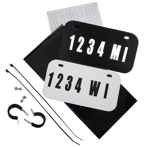 ATV / UTV Black and White License Plate Kit with Numbers and Letters