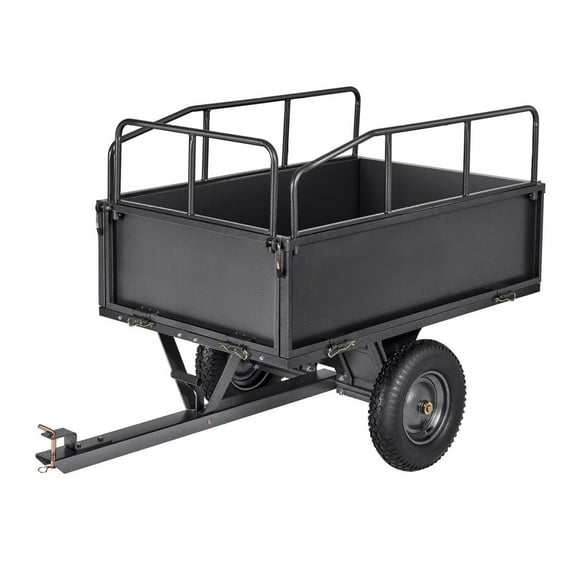 ATV UTV Dump Cart 17 Cu Ft 600LB Capacity - Steel Trailer Tow Behind, Heavy Duty Garden Cart for Tractor, Lawn Mower, Universal Hitch