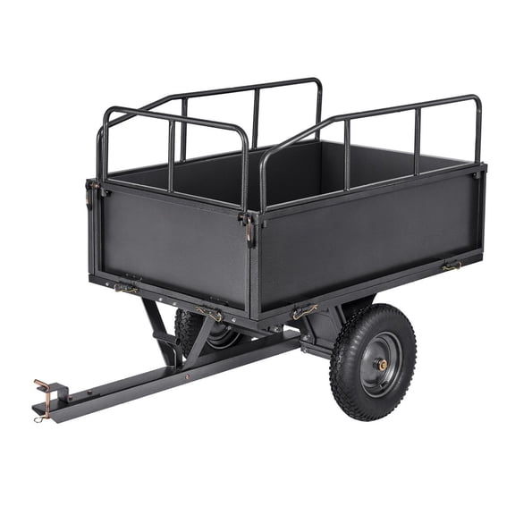 ATV UTV Dump Cart 17 Cu Ft 600LB Capacity - Steel Trailer Tow Behind for Garden, Farm, & Lawn Care