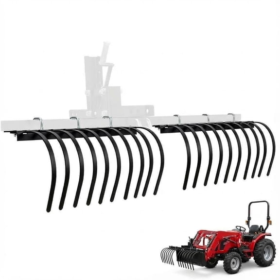 ATV/UTV Landscape Rake Implement for Rock Grass Clumps Removal, 20 Removable Tines, Powder Coated Steel