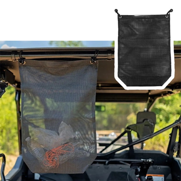 ATV UTV Storage Bag Outdoor Garbage Mesh Cargo Organizer Black PVC 60x45cm • Roll Cage Overhead Mount • Large Capacity Off Road Sand Camping