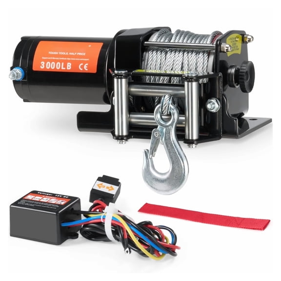 ATV Winch 3000 lb Electric Winch, UTV Winch with Steel Cable, Waterproof IP55, Wired Remote Control