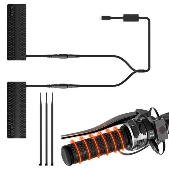 ATVs Silicone Handgrip Heater Warmer, Motorbike Heated Grip Pad, Five Heat Settings with Intelligent Temperature Control