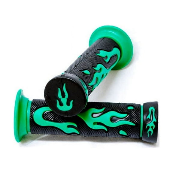 ATVs Watercrafts Flame Gel Style Hand Grips Green Color Quad Compatible with Yamaha Polaris Seadoo Watercraft Bombardier Jet Ski Honda Foreman Recon Kawasaki Brute Force Prairie Bruin Grizzly Kodiak