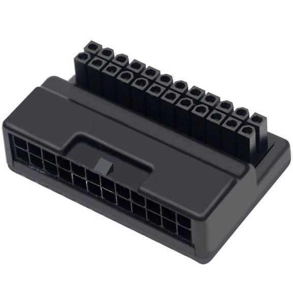ATX 24 Pin to 90 Degree Power Plug Adapter Mainboard Motherboard Power Supply Cable Connectors DIY Mounting Accessessory plastic black,1 * ATX 24 Pin to 90 Degree Power Plug Adapter