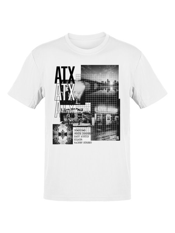 ATX Austin Collage Urban Scene Men's White T-shirt