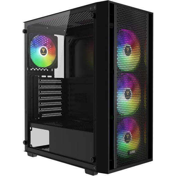 ATX Mid Tower Computer PC Case with Tempered Glass, 4X 120mm ARGB PWM Fans Gaming Case, Support Up to 6X Fans, 360mm AIO/Radiator, 260mm GPU/VGA, 160mm CPU Air Cooler