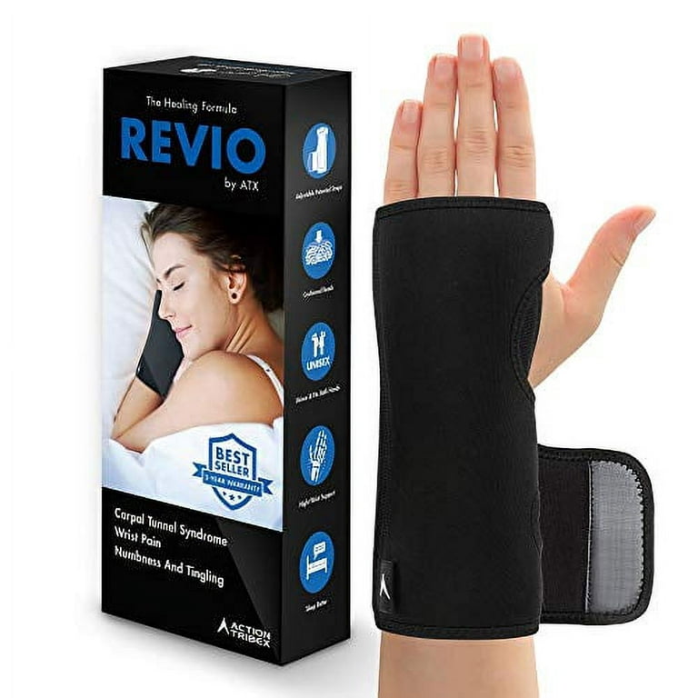ATX Night Sleep Support Wrist Brace - Carpal Tunnel Relief - Fits Both Left  & Right Hand - Removable Metal Splint and Cushioning Beads for Painless