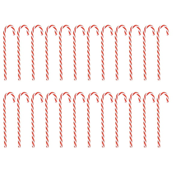 ATriss 24PCS Practical Christmas Decoration Props Classical Walking Stick Shape Decor Tool(Red and White)