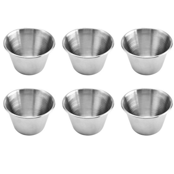 6Pcs Stainless Steel Sauce Bowls Tomato Dipping Container for Home Use Silver
