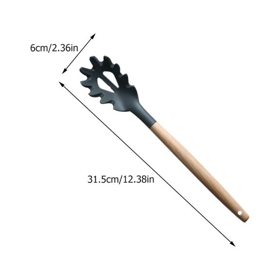 ATriss Wood Handle Silicone Spaghetti Spoon Pasta Claw Pasta Noodle Spoon for Home