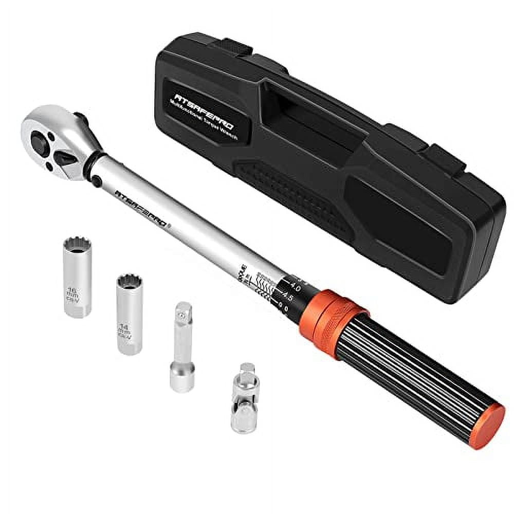 ATsafepro 3/8 Torque Wrench 10-60 Nm, Spark Plug Click Torque Wrench Set  with Two Way Adjustable 72-tooth for Car and Motorcycle maintenance 