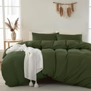ATsense Duvet Cover Queen Size - Ultra Soft Microfiber, 3 Pieces Green Bedding Duvet Covers Set - Breathable and Easy Care, Comforter Cover with Zipper Tie