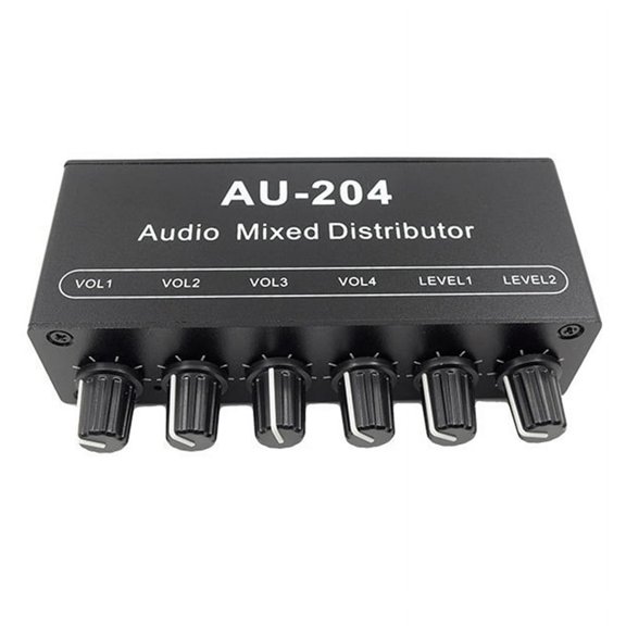 AU-204 Stereo Audio Signal Mixer Board Headphone Driver Power Amplifiers Mixer Distributor 3.5MM,1 x Stereo Audio Signal Mixer,Black