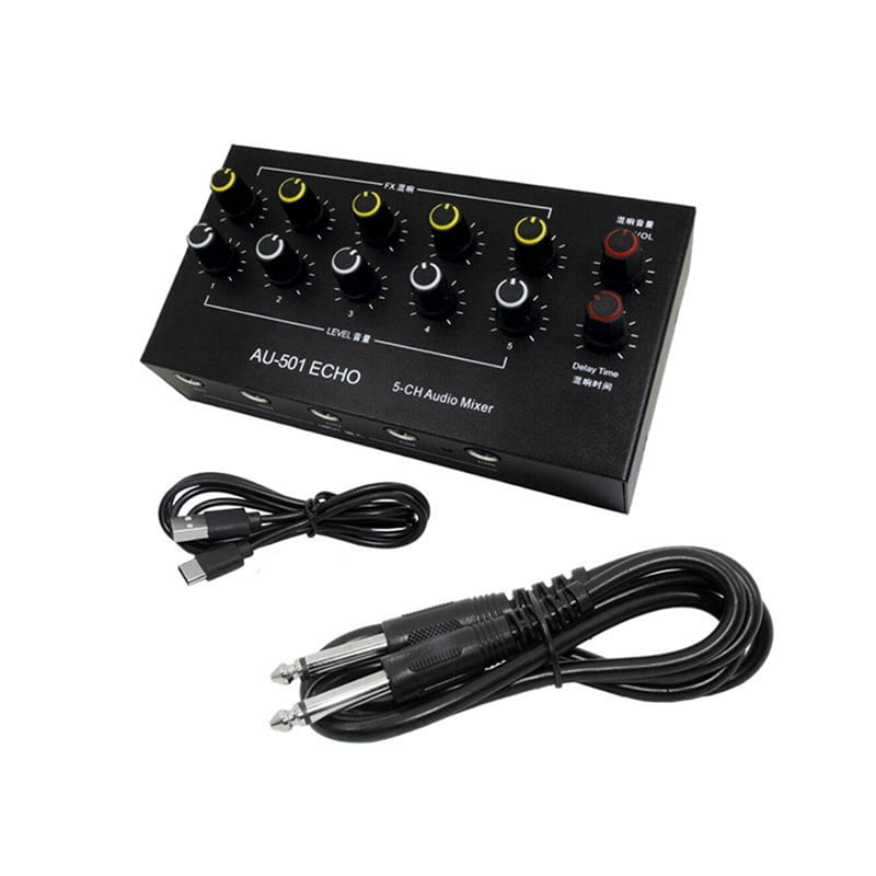 AU-501 Condenser Microphone Expander 5 Channel 6.5mm Microphone Mixer Multi-Channel Input Expander Hub,1 x Condenser Microphone Expander 1 x Charging cable 1 x 6.5mm audio line,Black