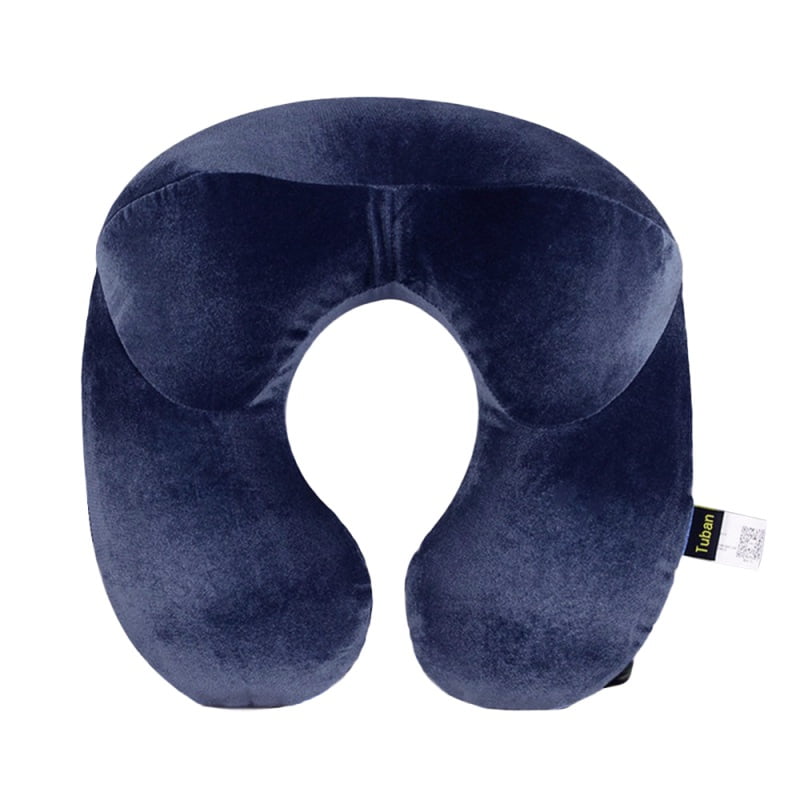 AU Inflatable Daydreamer Solid Neck U Shape Pillow with Airplane Travel Packsack
