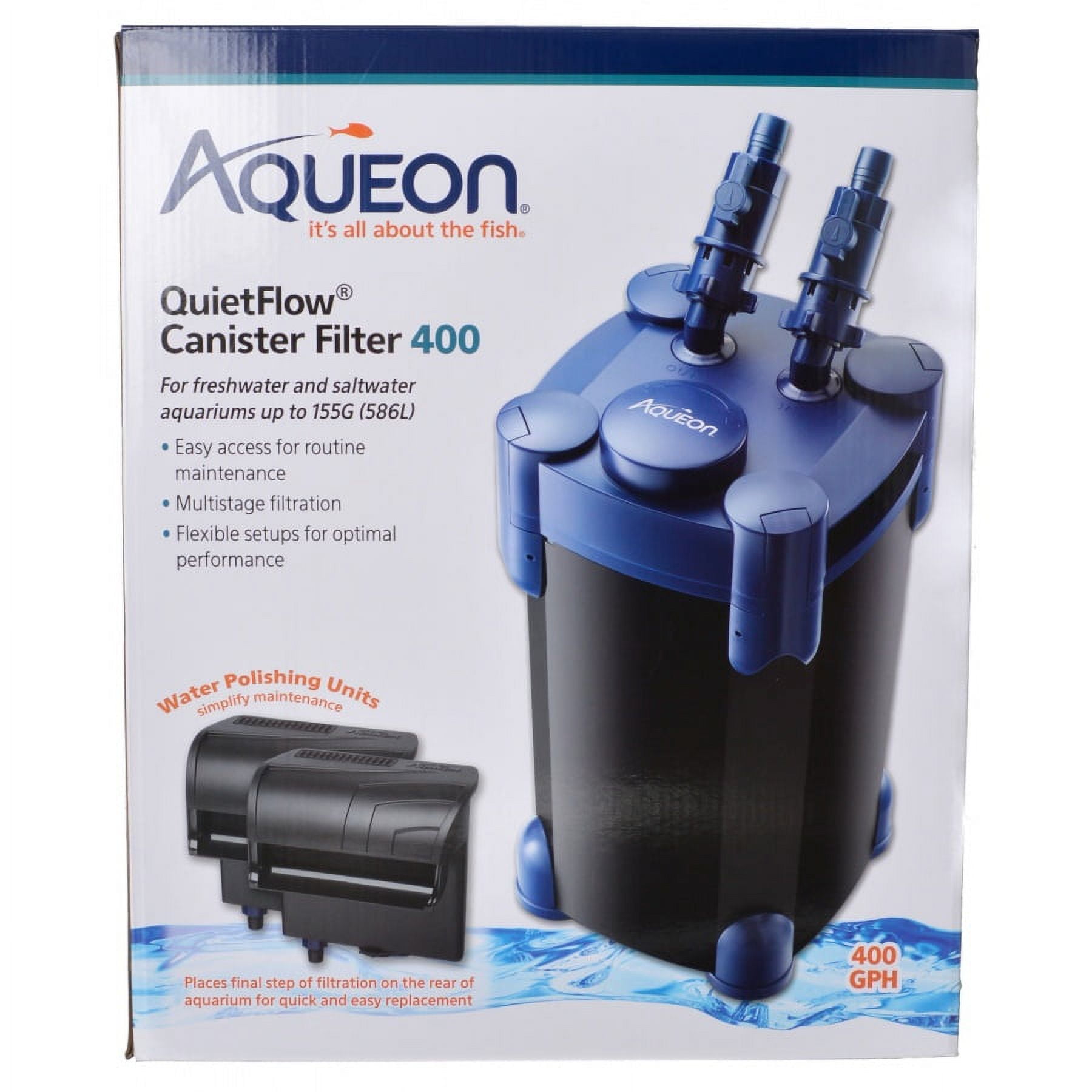Aqueon QuietFlow 400 Black and Blue Canister Filter