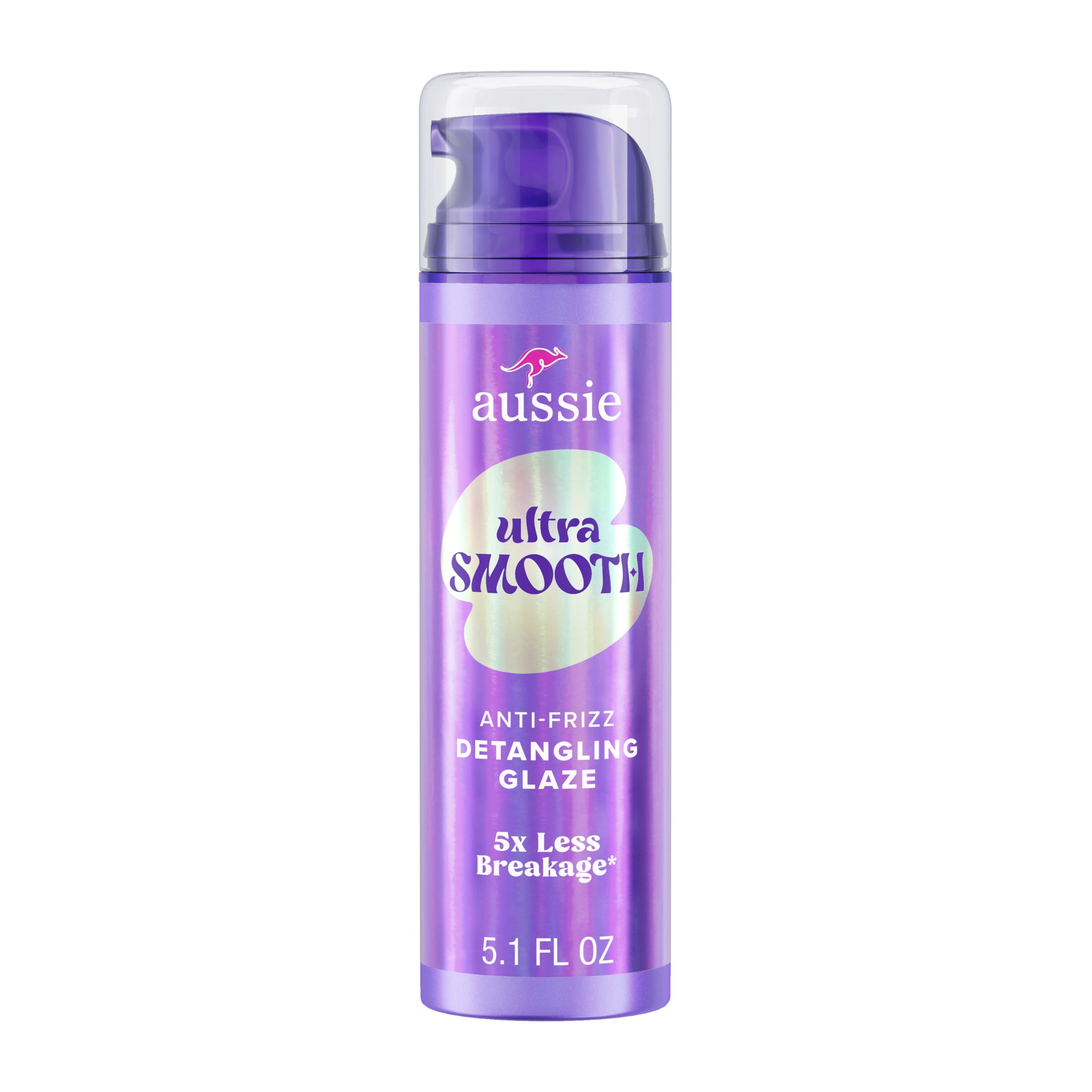 Aussie Ultra Smooth Detangling Glaze, Anti-Frizz, 5X Less Breakage, With Jojoba Oil, For All Textured Hair 5.1 fl oz
