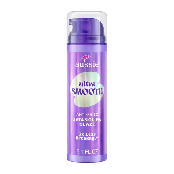 Aussie Ultra Smooth Detangling Glaze, Anti-Frizz, 5X Less Breakage, With Jojoba Oil, For All Textured Hair 5.1 fl oz