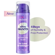Aussie Ultra Smooth Detangling Glaze, Anti-Frizz, 5X Less Breakage, With Jojoba Oil, For All Textured Hair 5.1 fl oz