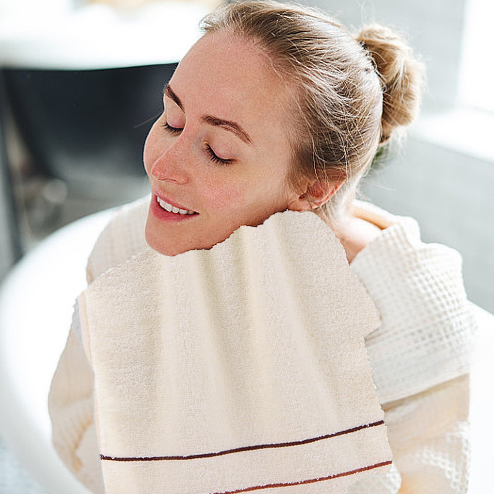 AU WLOELOEW Bath Towel Quick Dry Towel Set Includes 5 Hand Towels ...