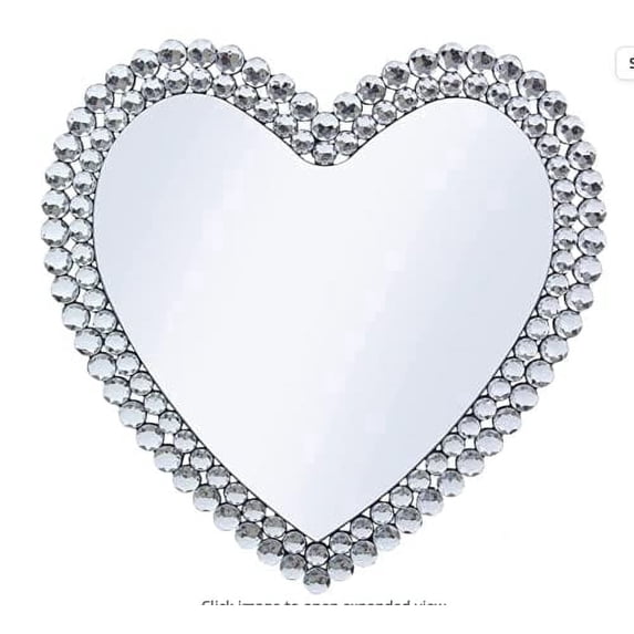 AUA CROWN Frameless Wall Mirror,24x24Inch Frameless Heart Shape Wall Mirror,Diamond Frame Heart Shape Wall Decorative Mirror,Makeup Mirror for Couple,Bathroom Bedroom Wall Decorative Mirror