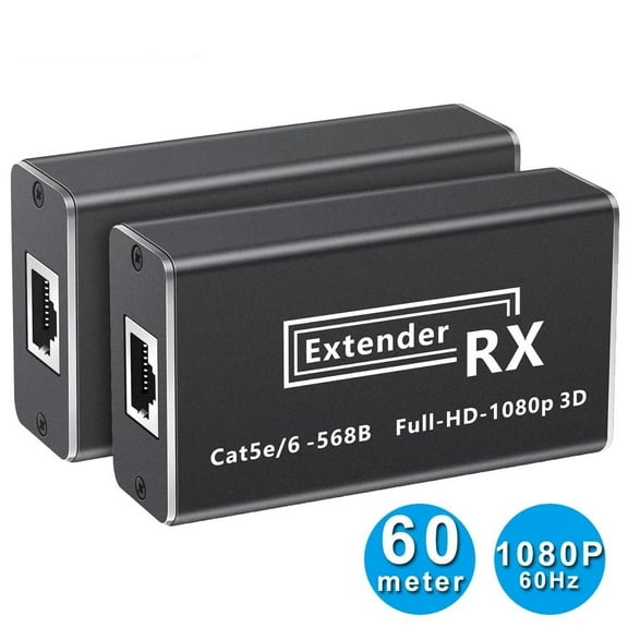 AUBEAMTO 196FT/60m HDMI Extender with IR & Loop Out 1080P HDMI Extender No Loss RJ45 to HDMI Extender Transmitter Receiver over Cat5e/Cat6