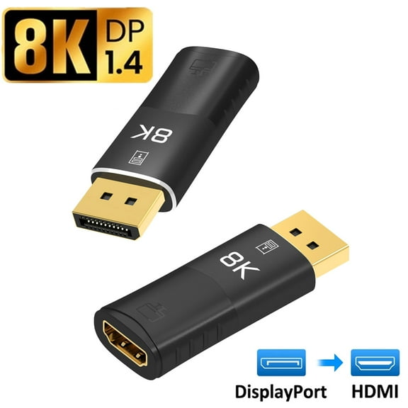 AUBEAMTO 8K DisplayPort to HDMI-compatible Adapter Coupler 8K@30Hz 4K@120Hz DP1.4 to HDMI2.1 Male to Female Cable Extension Extender Black
